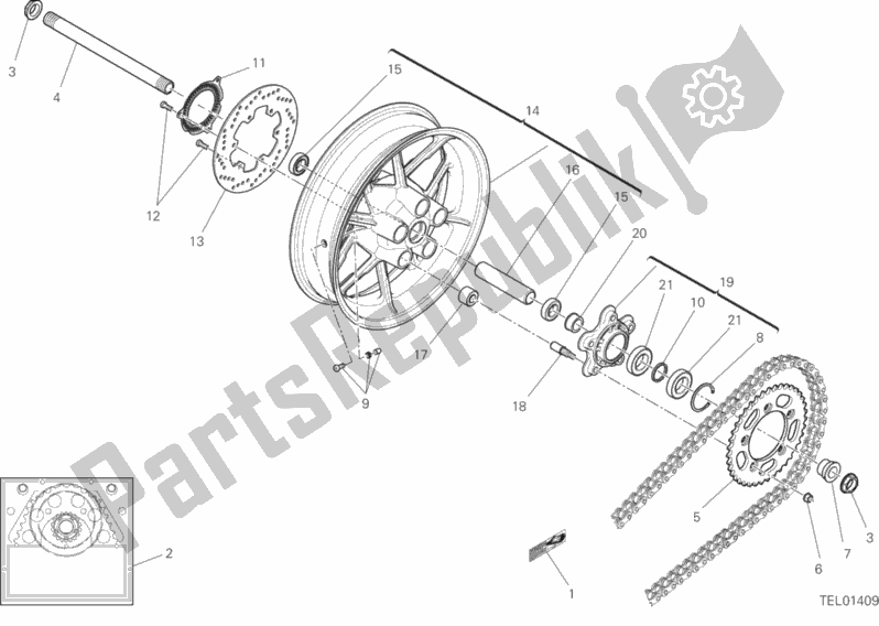 Tutte le parti per il Ruota Posteriore del Ducati Scrambler 1100 Sport PRO USA 2020